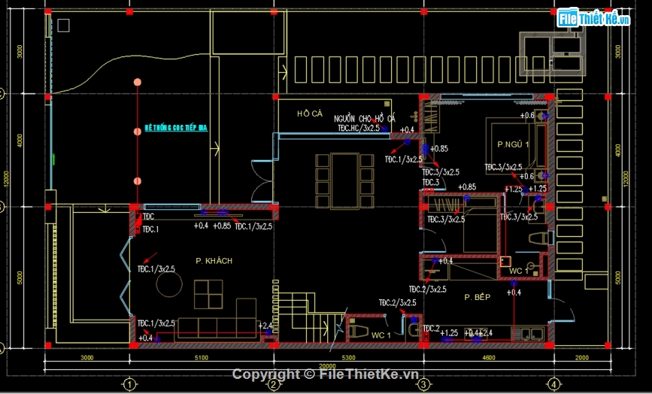 me villa,ME biệt thự,bản vẽ điện nước biệt thự 3 tầng